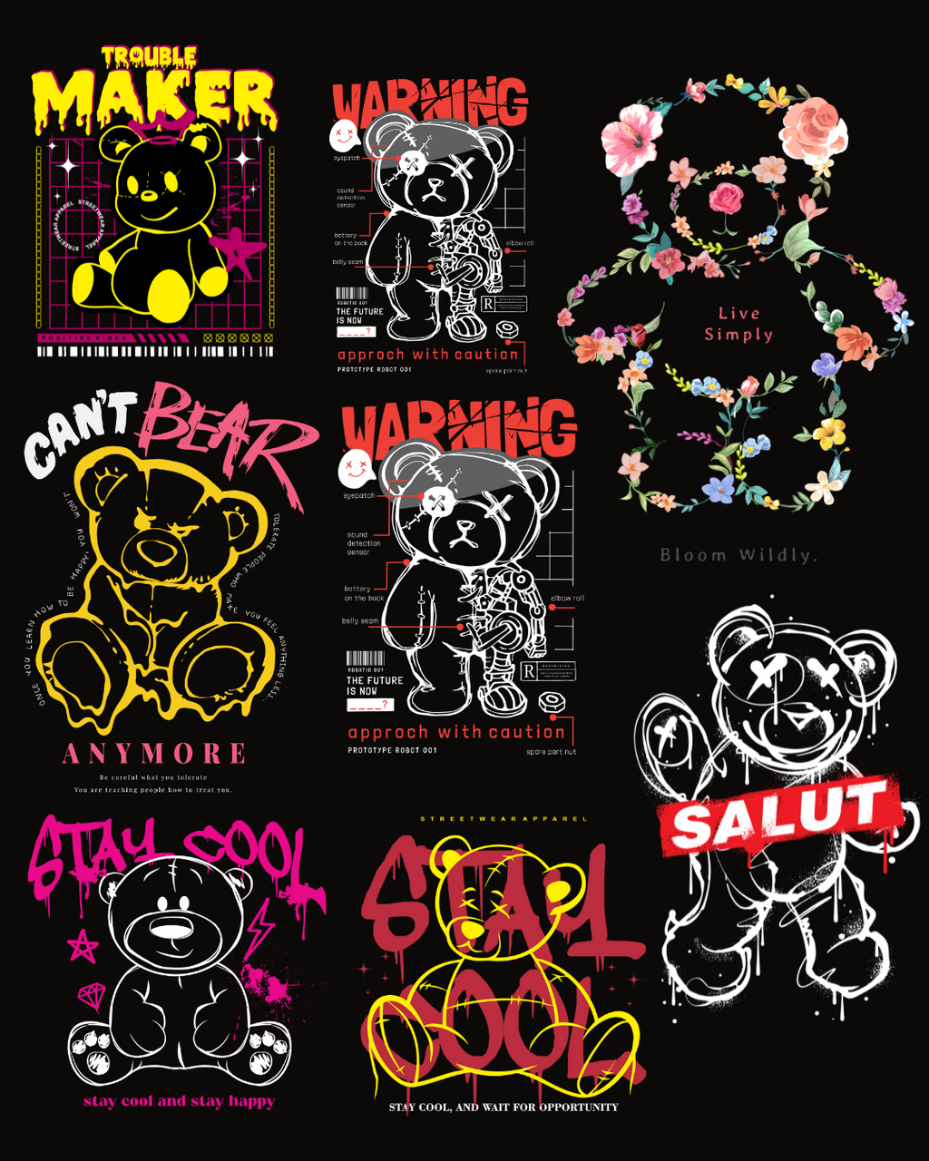 Ultimate Streetwear T-Shirt Designs| 700+ Exclusive Designs – Bears, Angels & Typography Collection